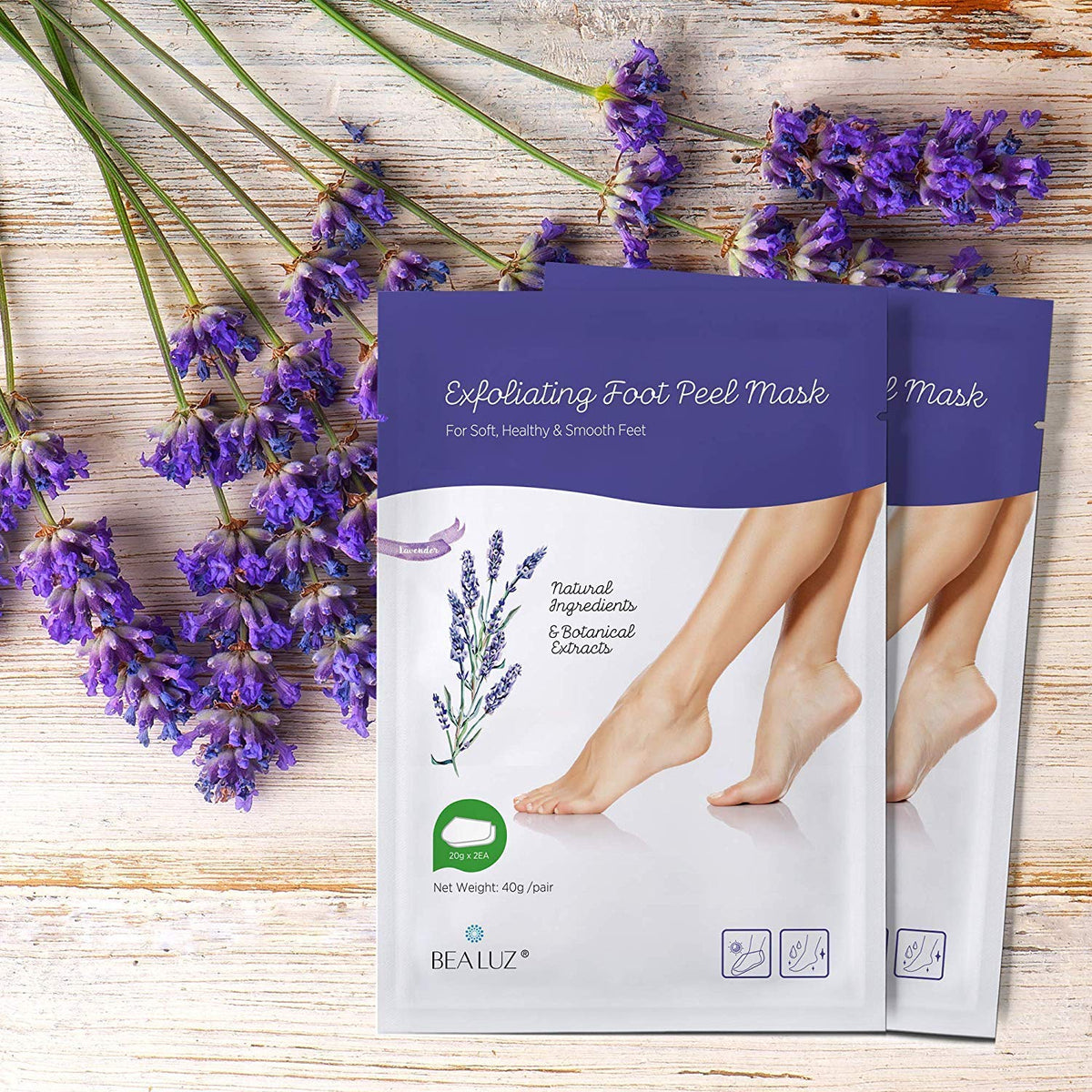 Bealuz booties opened to display inner liquid pouch and adhesive for easy application benefit simplicity