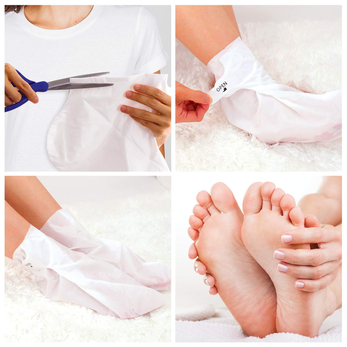 Bealuz booties worn on feet during treatment demonstrating comfort and hands-free use benefit convenience