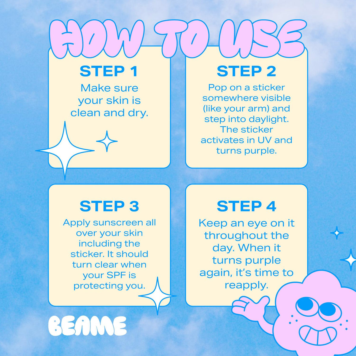 BEAME sticker beside coin for accurate size and portability benefit