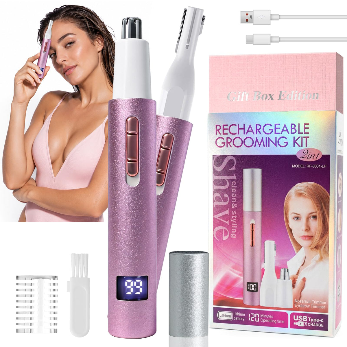 Beanify front view with purple trimmer and gift box showcasing ready-to-gift convenience
