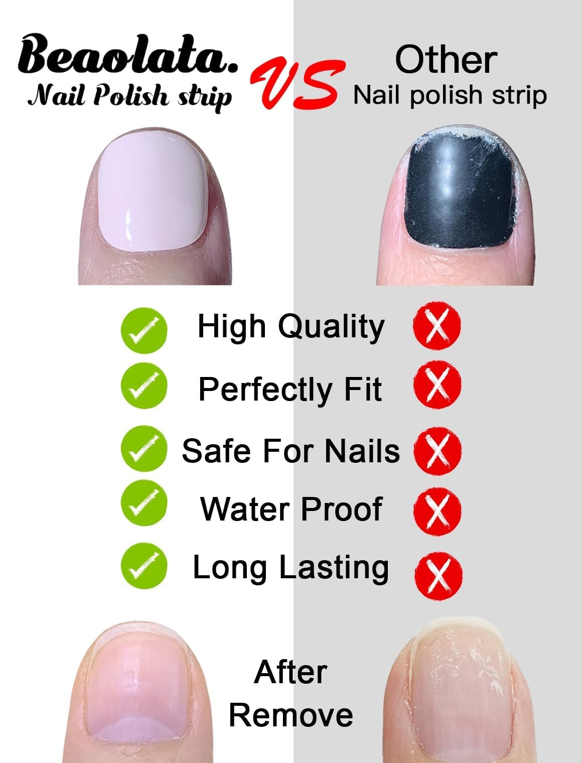 Beaolata removal step showing gentle peel-off with minimal nail damage