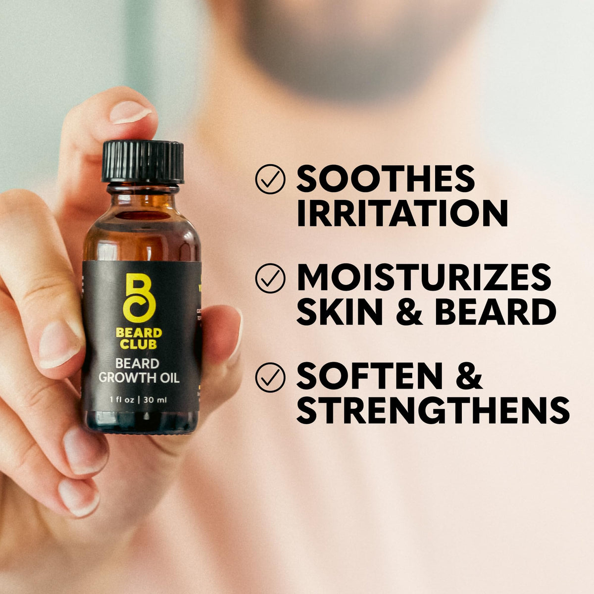 The Beard Club oil pour and droplets demonstrating smooth texture for easy absorption