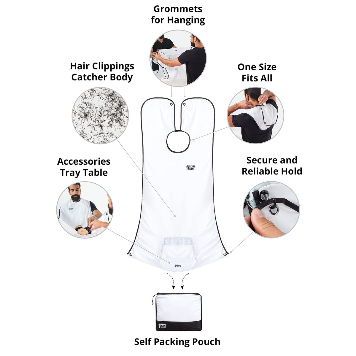 BEARD KING built-in tray close-up to collect trims and enable mess-free disposal