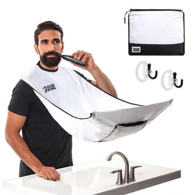 BEARD KING front packaging showing white beard bib and included parts for tidy grooming