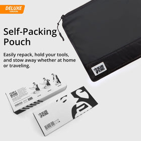 BEARD KING next to shaving kit showing scale and travel-ready size