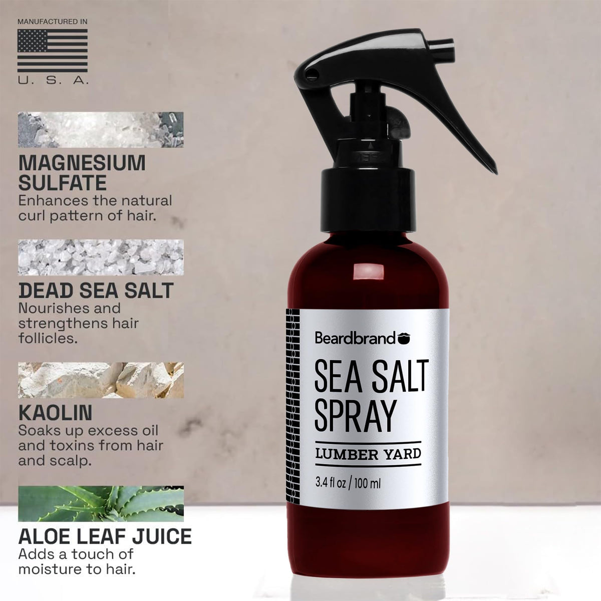 Beardbrand spray action misting onto hair, demonstrates even product distribution