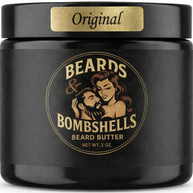 Beards & Bombshells jar front view showing premium packaging benefit