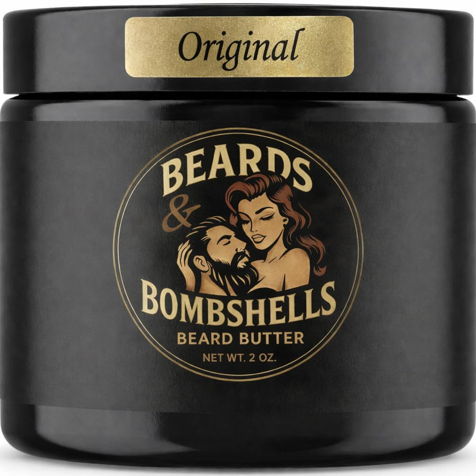 Beards & Bombshells jar front view showing premium packaging benefit