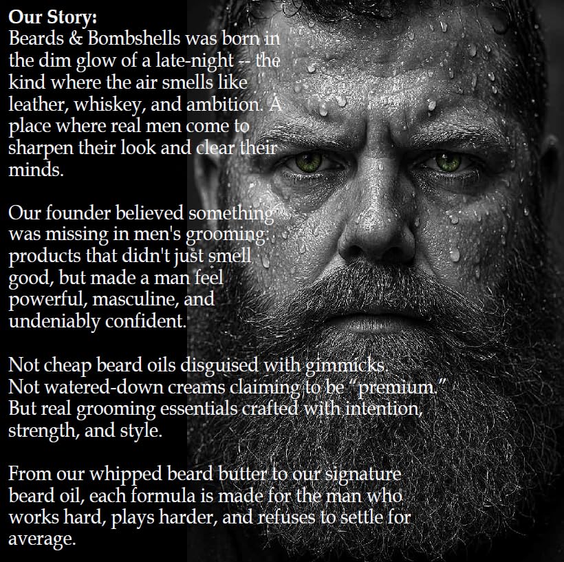 Beards & Bombshells lifestyle shot outdoors conveying refined masculine scent