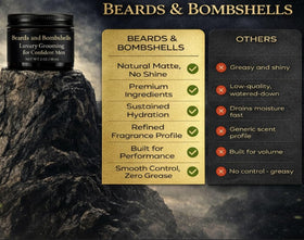 Beards & Bombshells jar next to coin showing compact, travel-friendly size