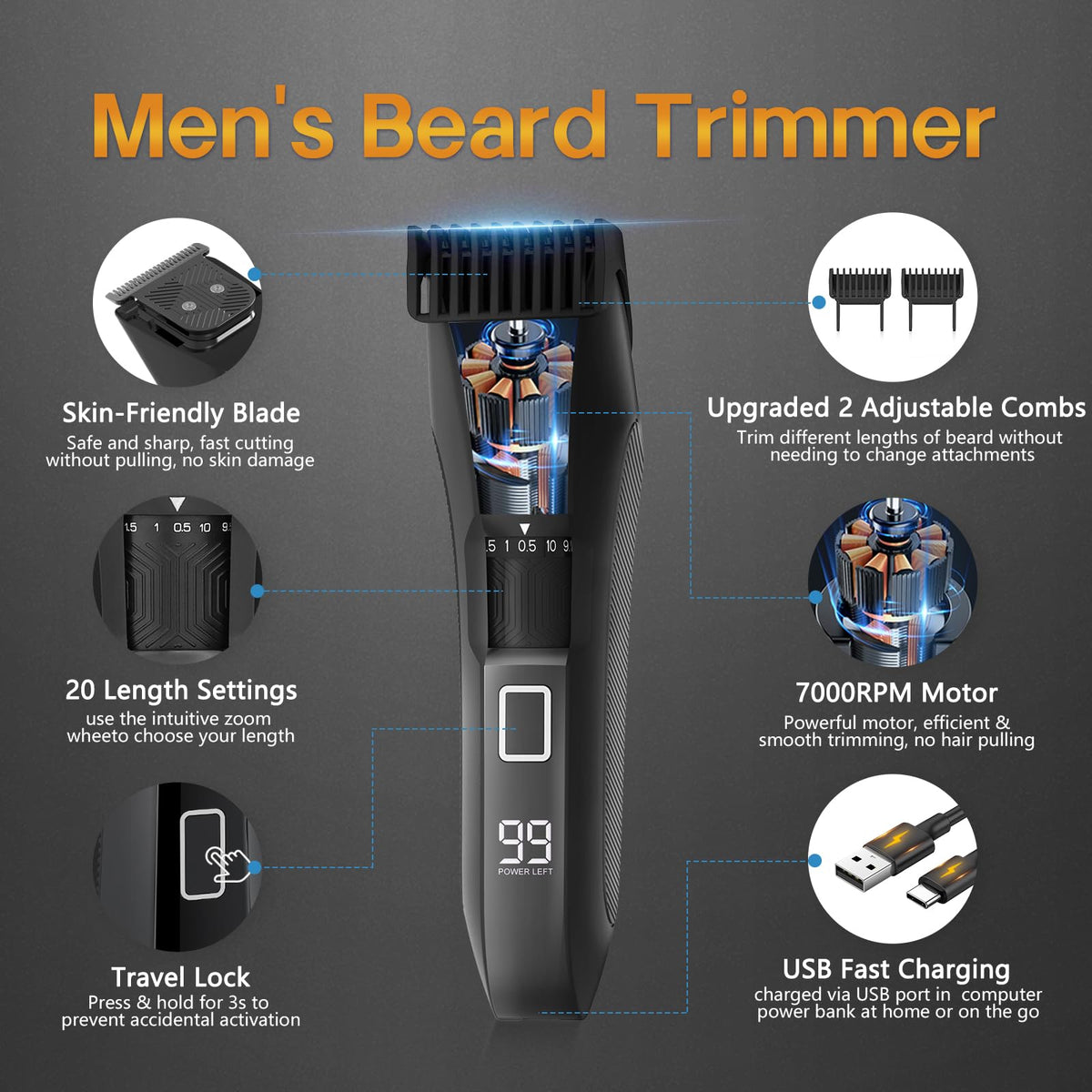 Beatslm beard trimmer zoom wheel closeup highlighting precise length adjustment