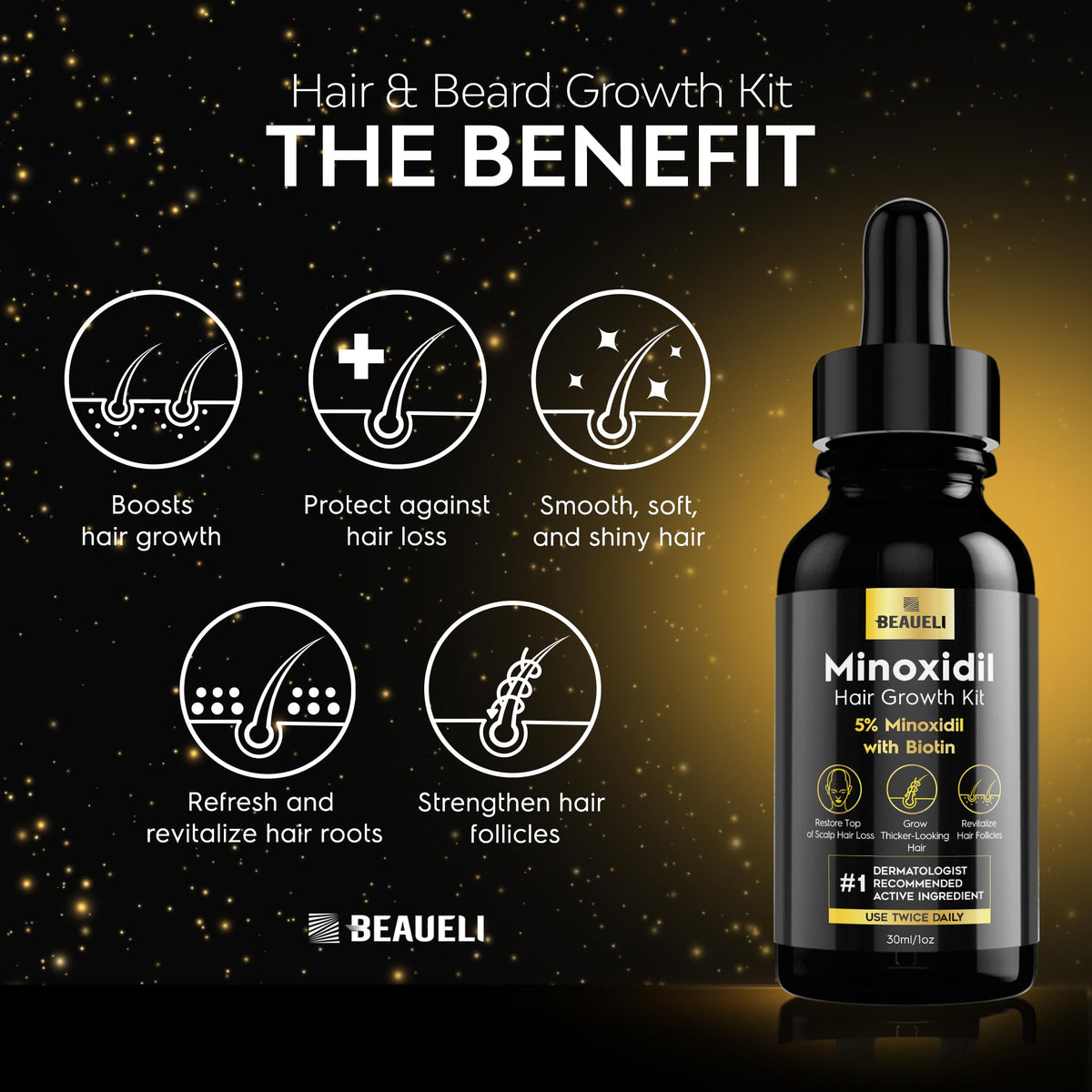 beaueli applying serum to beard with hand illustrating targeted grooming benefit