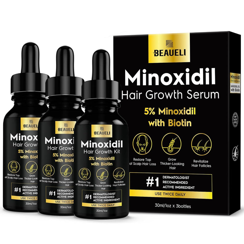 beaueli front packaging showing three bottles for visible value and regrowth