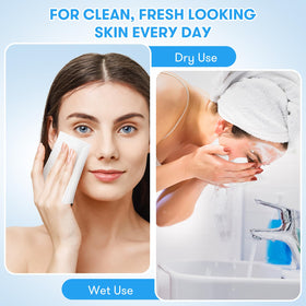 Beauntangly towel held in hand to show scale and generous face and neck coverage