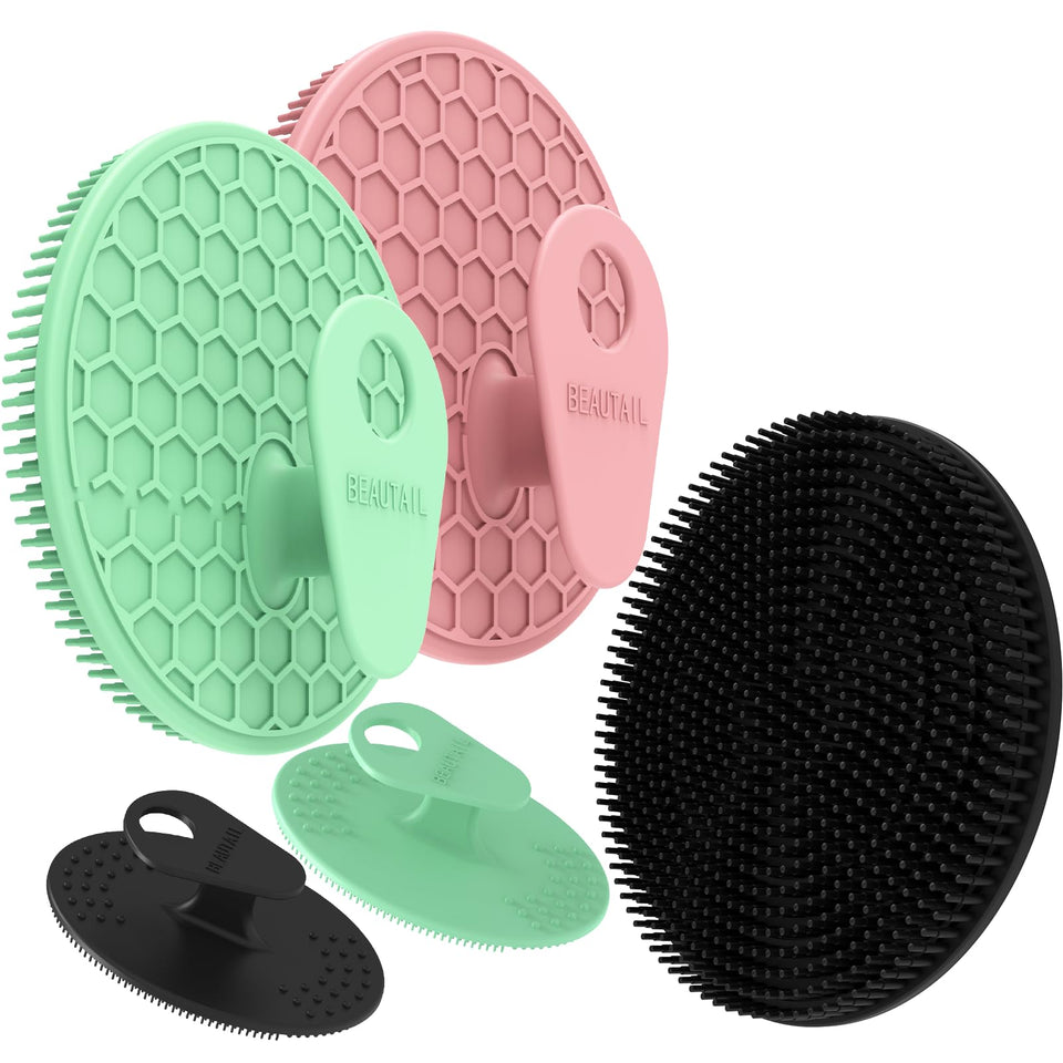 BEAUTAIL full pack front view showing three body scrubbers and two face scrubbers for hygienic cleansing