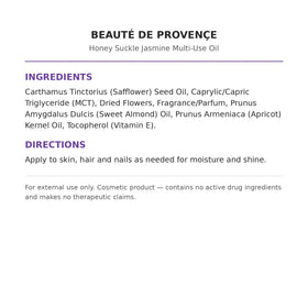 BEAUTE DE PROVENCE oil pour texture on hand illustrating lightweight, non-greasy absorption
