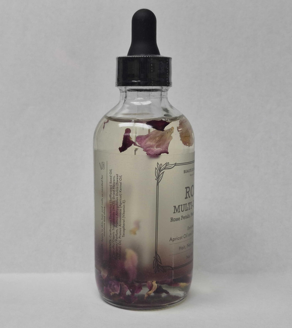 BEAUTE DE PROVENCE bottle beside ruler to show 4 fl oz scale and travel-friendly size