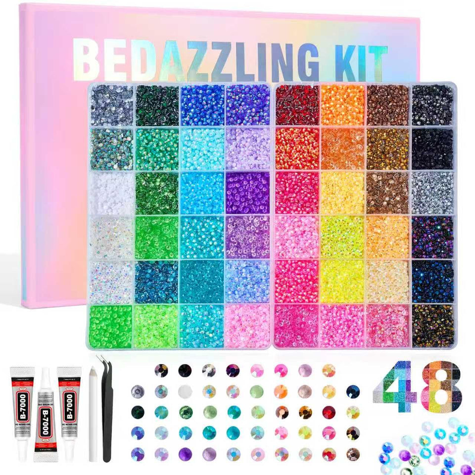 Beauterra front packaging showing full rhinestone bedazzling kit and tools for easy crafting