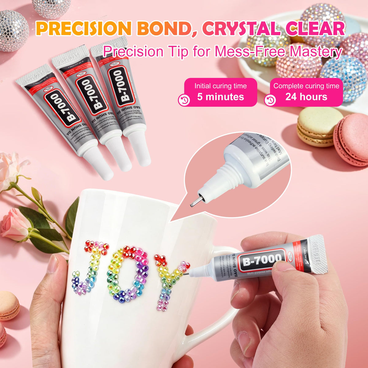 Beauterra three B7000 glue tubes with precision tips for controlled adhesive application