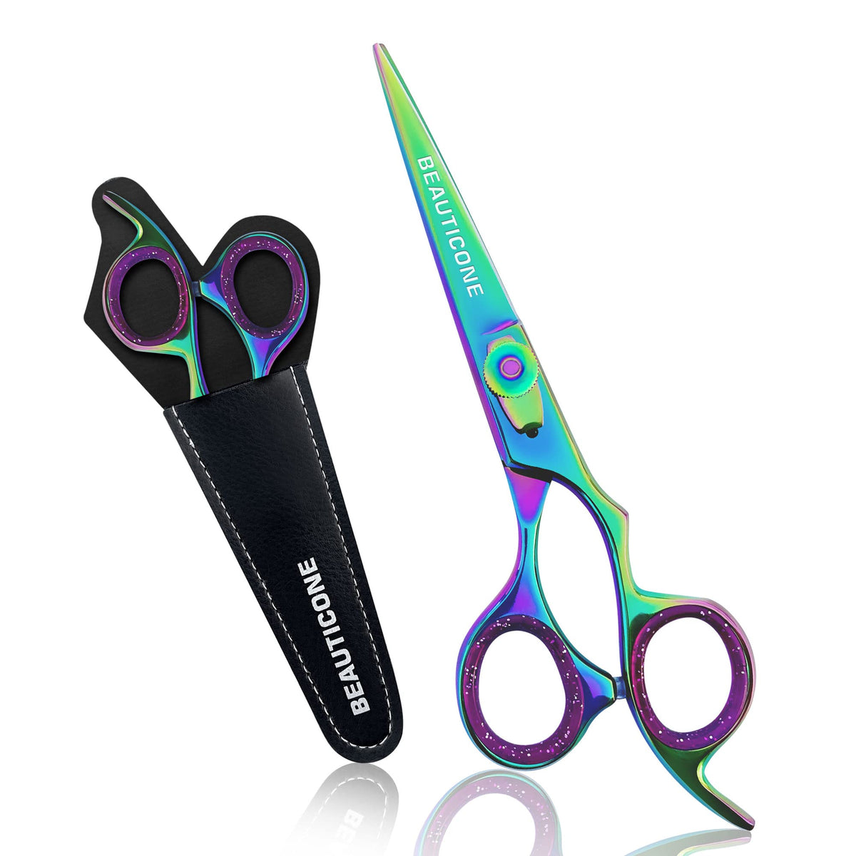 Beauticone front view showing shears and packaging for professional presentation