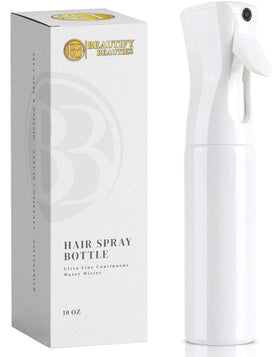 BeautifyBeauties front view of white 10.1 oz spray bottle showcasing compact design and even mist