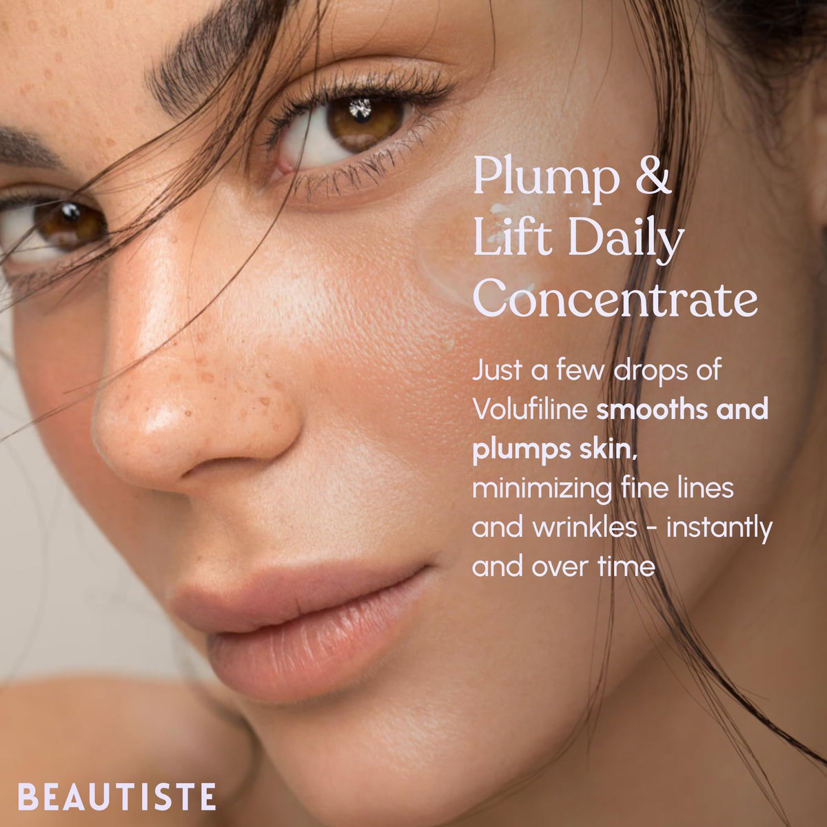 Beautiste BOOST applied to cheek area demonstrating lifted, fuller contours
