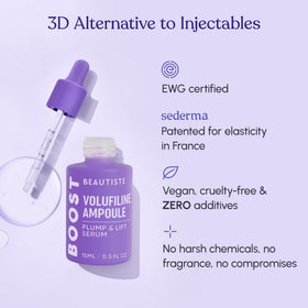 Beautiste BOOST with Volufiline ingredient visual emphasizing plumping action