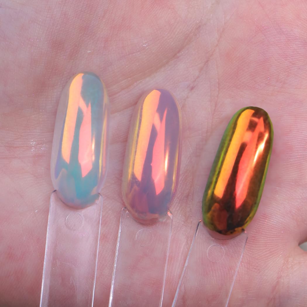 BEAUTNICE pigment applied on black base showing intense color-shift effect