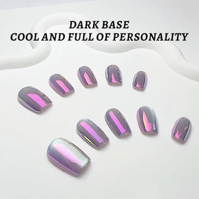 BEAUTNICE salon-style hand model wearing glazed donut chrome nails