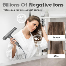 BEAUTURAL drying wet hair to show fast-drying and smooth finish