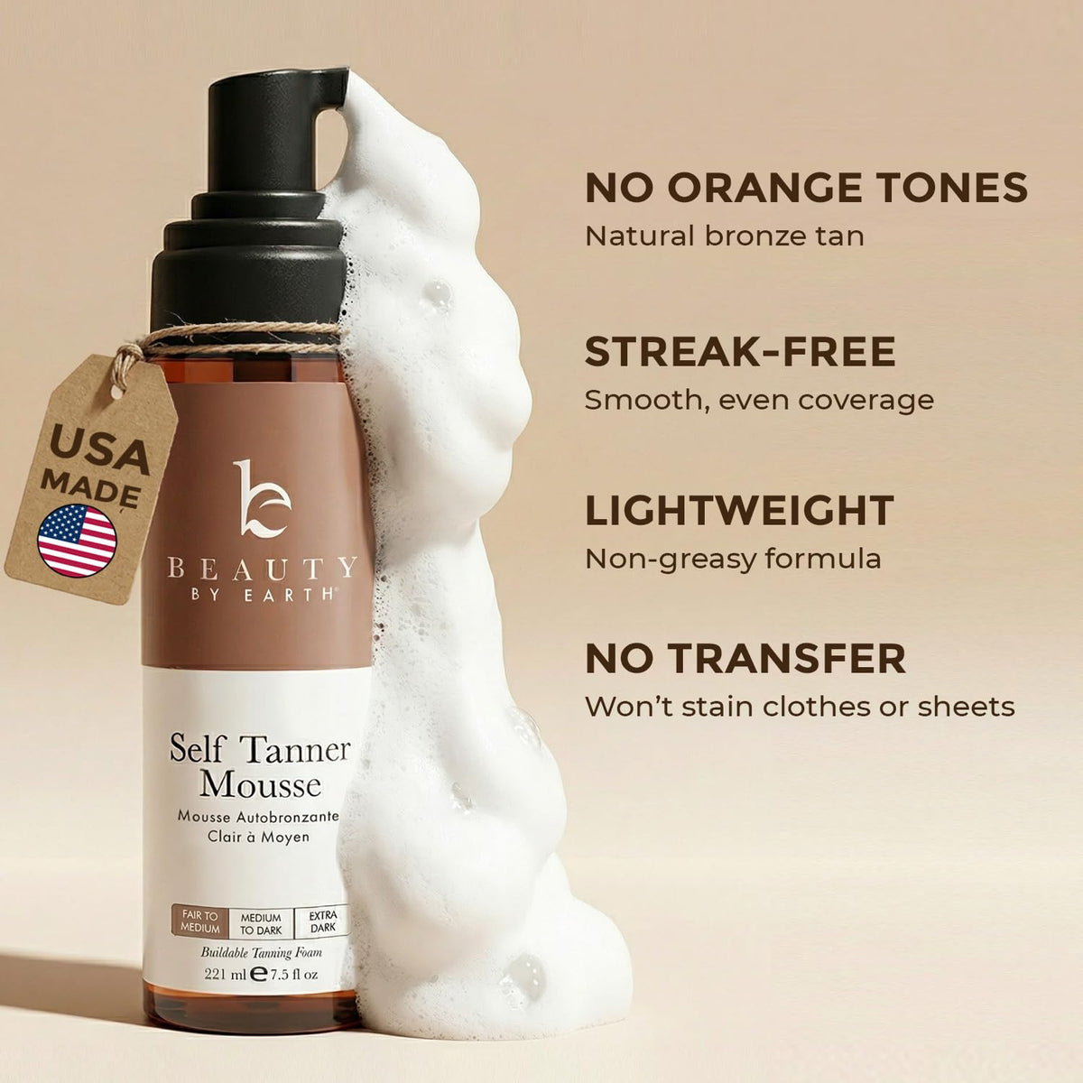 Beauty by Earth application mitt applying mousse for streak-free, even coverage benefit