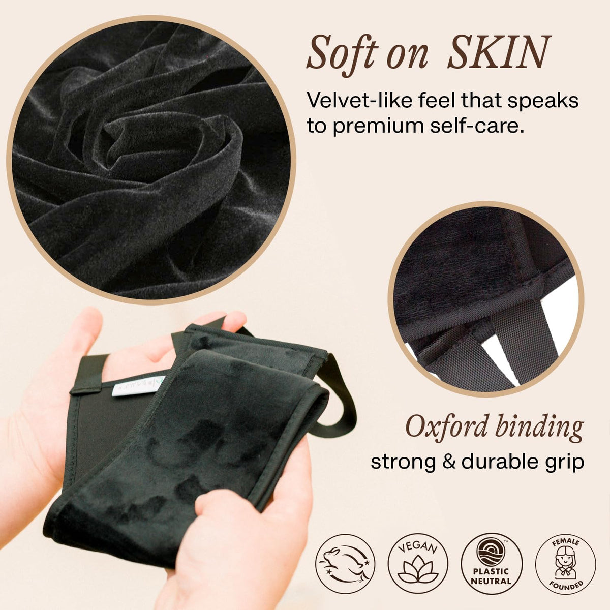 Beauty by Earth applicator in use on back for independent, even tanning coverage