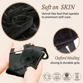 Beauty by Earth applicator in use on back for independent, even tanning coverage