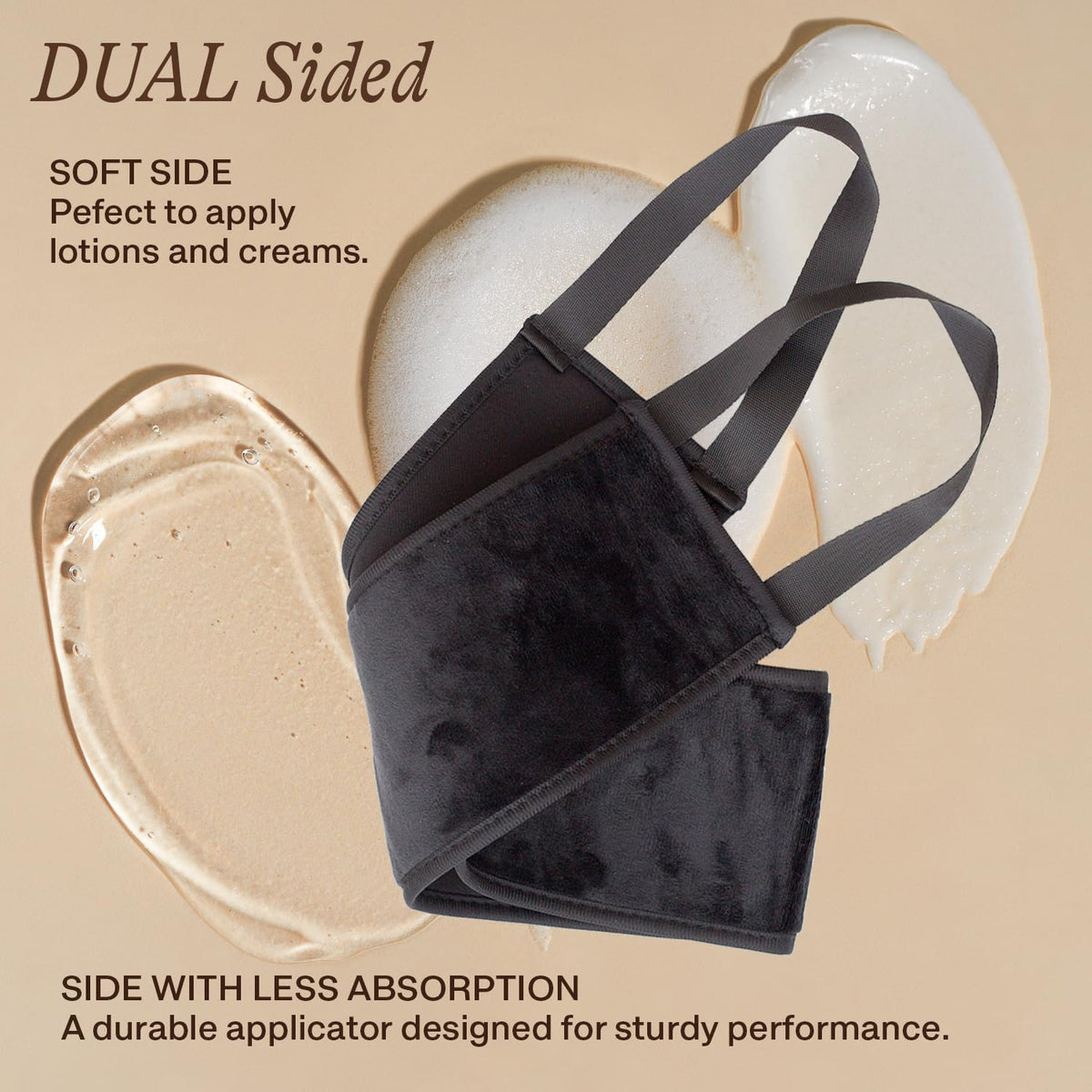 Beauty by Earth applicator with lotion and foam to show compatibility with tanner types