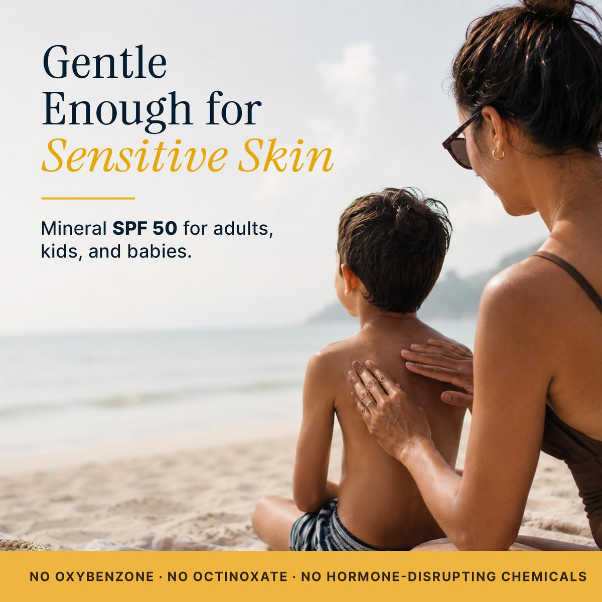 Beauty by Earth sunscreen in beach setting illustrating reef-friendly outdoor use