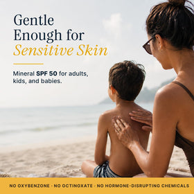 Beauty by Earth sunscreen in beach setting illustrating reef-friendly outdoor use