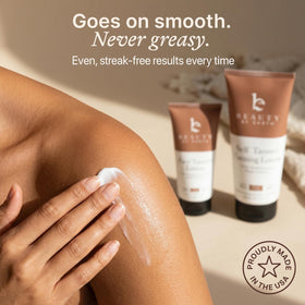 Beauty by Earth before and after on fair skin showing natural buildable glow