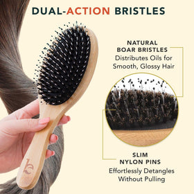 Beauty by Earth close-up of natural boar bristles highlighting soft texture and oil distribution benefit