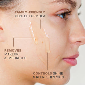 Beauty by Earth foam texture on finger showing gentle lather and softness