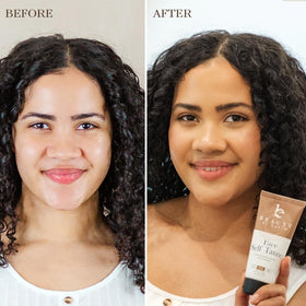 Beauty by Earth close-up of lotion texture, shows hydrating non-greasy finish