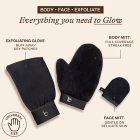 Beauty by Earth exfoliating glove texture detail to remove dry skin and improve tan adherence