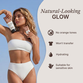 Beauty by Earth exfoliating mitt detail to prep skin and improve tan adherence