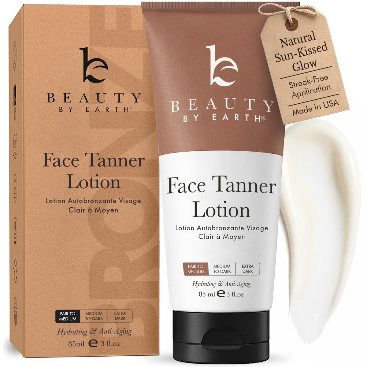 Beauty by Earth bottle front view showing packaging and clear benefits