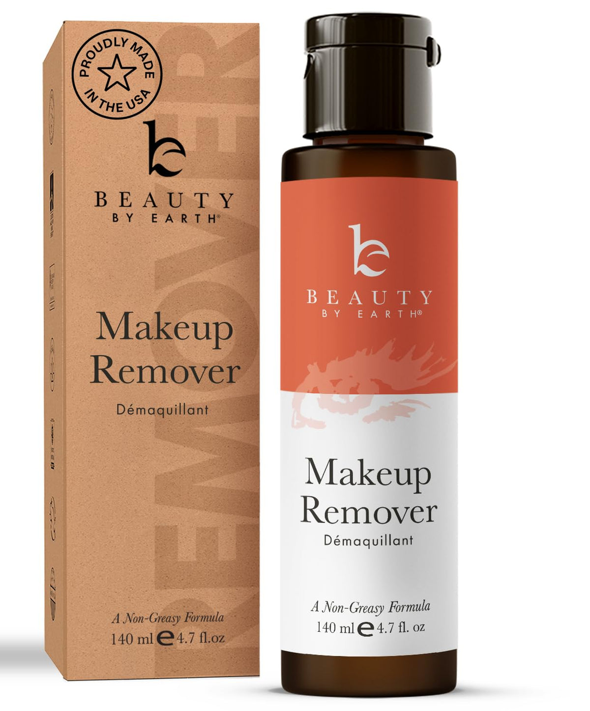 Beauty by Earth front bottle on white background shows clear gentle remover