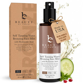 Beauty by Earth front packaging showing bronzing face tanner for fast natural glow