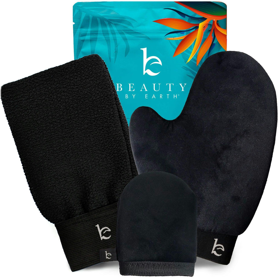 Beauty by Earth front view of mitt set shows complete kit and neat storage — cleaner application