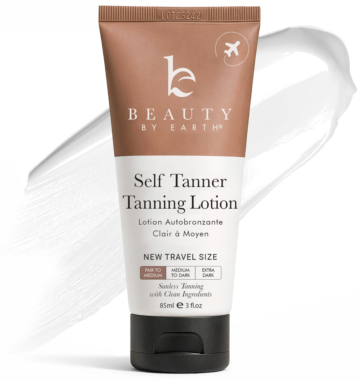 Beauty by Earth front packaging travel tube showing compact convenience