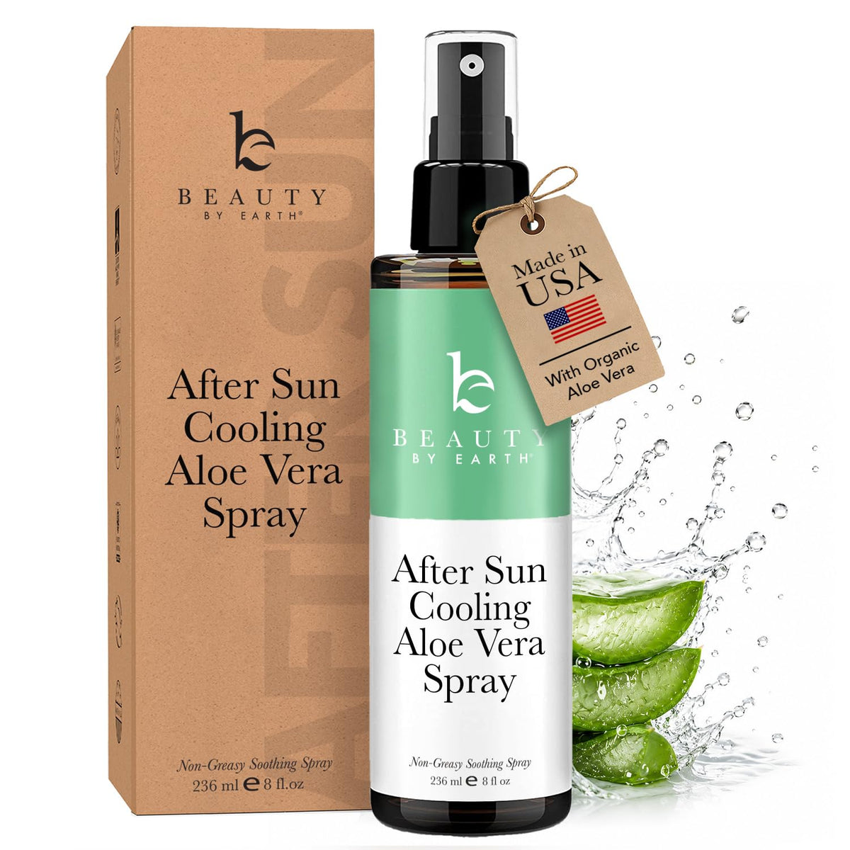 Beauty by Earth front packaging showing cooling after-sun spray