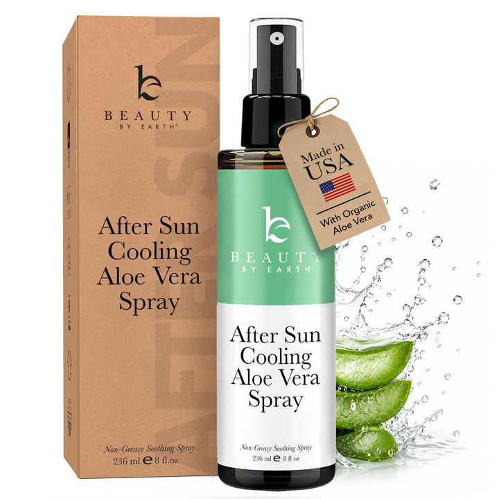 Beauty by Earth front packaging showing cooling after-sun spray