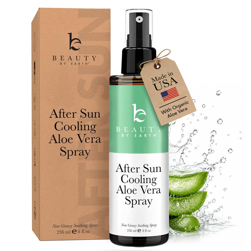 Beauty by Earth front packaging showing cooling after-sun spray